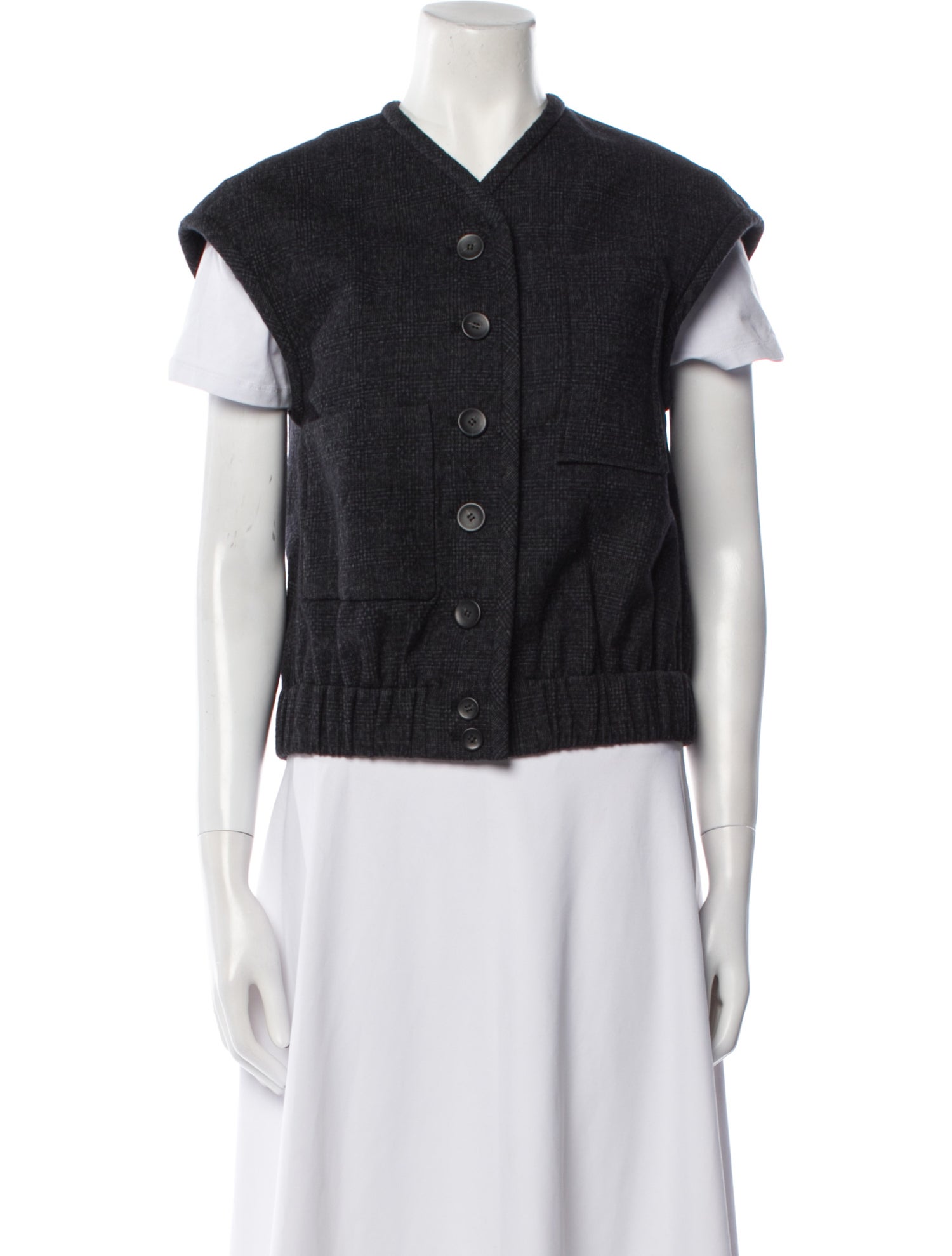 Tibi Wool Plaid Print Vest