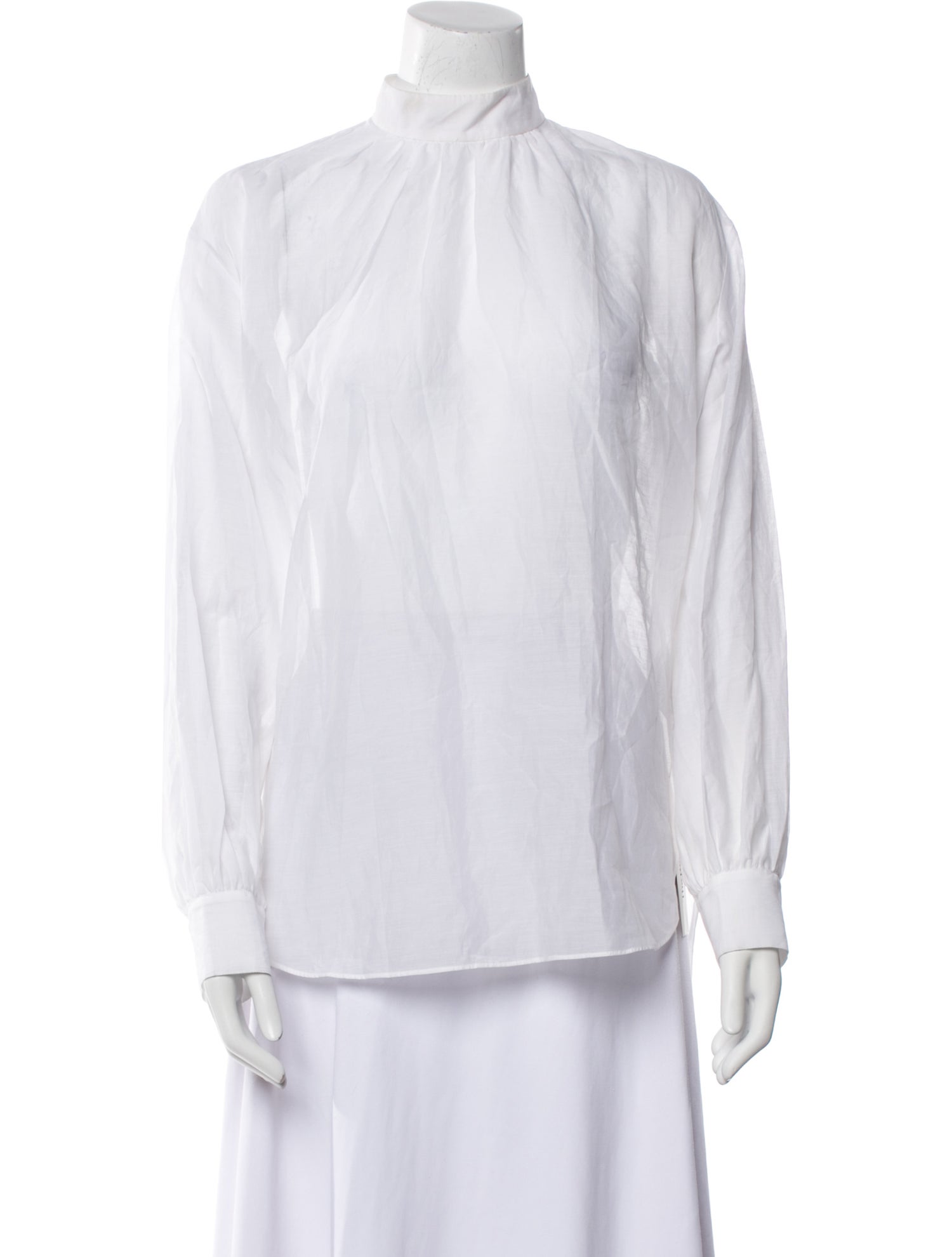 Tibi Mock Neck Long Sleeve Blouse