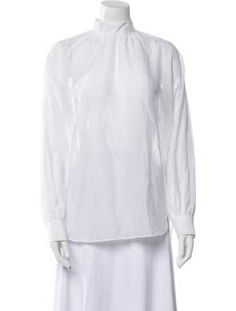 Tibi Mock Neck Long Sleeve Blouse