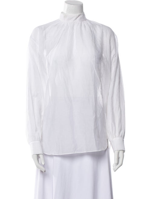 Tibi Mock Neck Long Sleeve Blouse