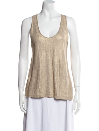 Tibi Linen Scoop Neck Top