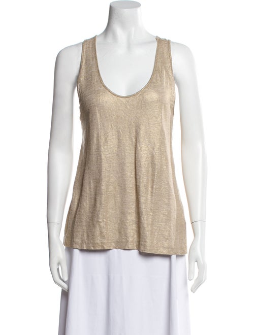 Tibi Linen Scoop Neck Top