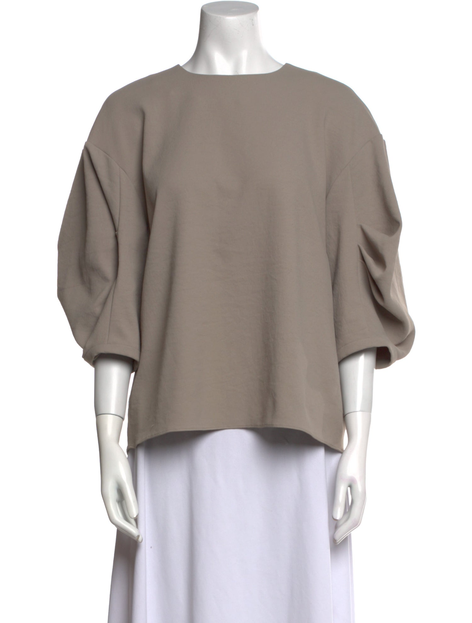 Tibi Scoop Neck Three-Quarter Sleeve Sweatshirt
