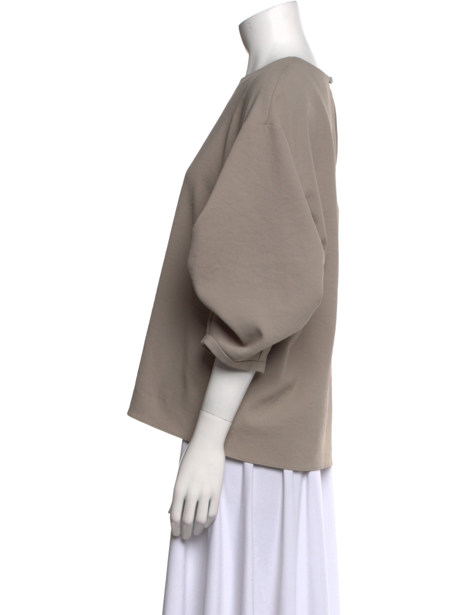 Tibi Scoop Neck Three-Quarter Sleeve Sweatshirt