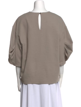 Tibi Scoop Neck Three-Quarter Sleeve Sweatshirt