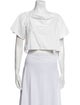 Tibi Off-The-Shoulder Short Sleeve Crop Top