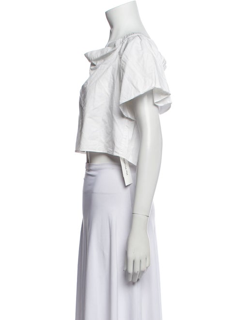 Tibi Off-The-Shoulder Short Sleeve Crop Top