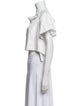 Tibi Off-The-Shoulder Short Sleeve Crop Top