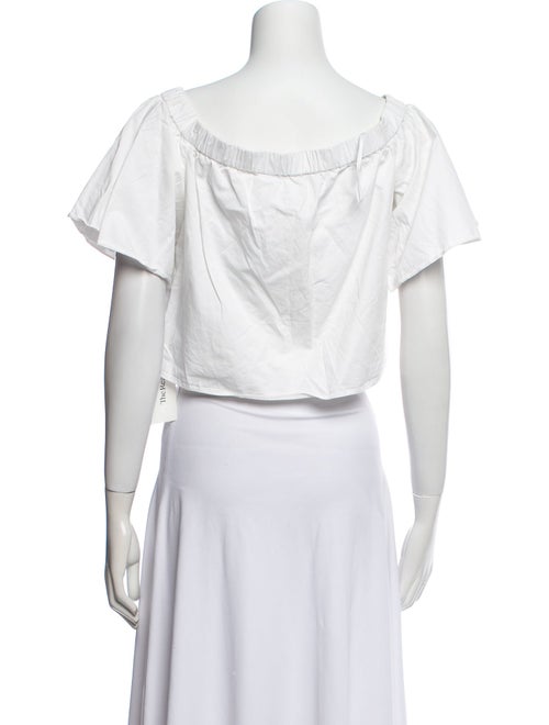 Tibi Off-The-Shoulder Short Sleeve Crop Top