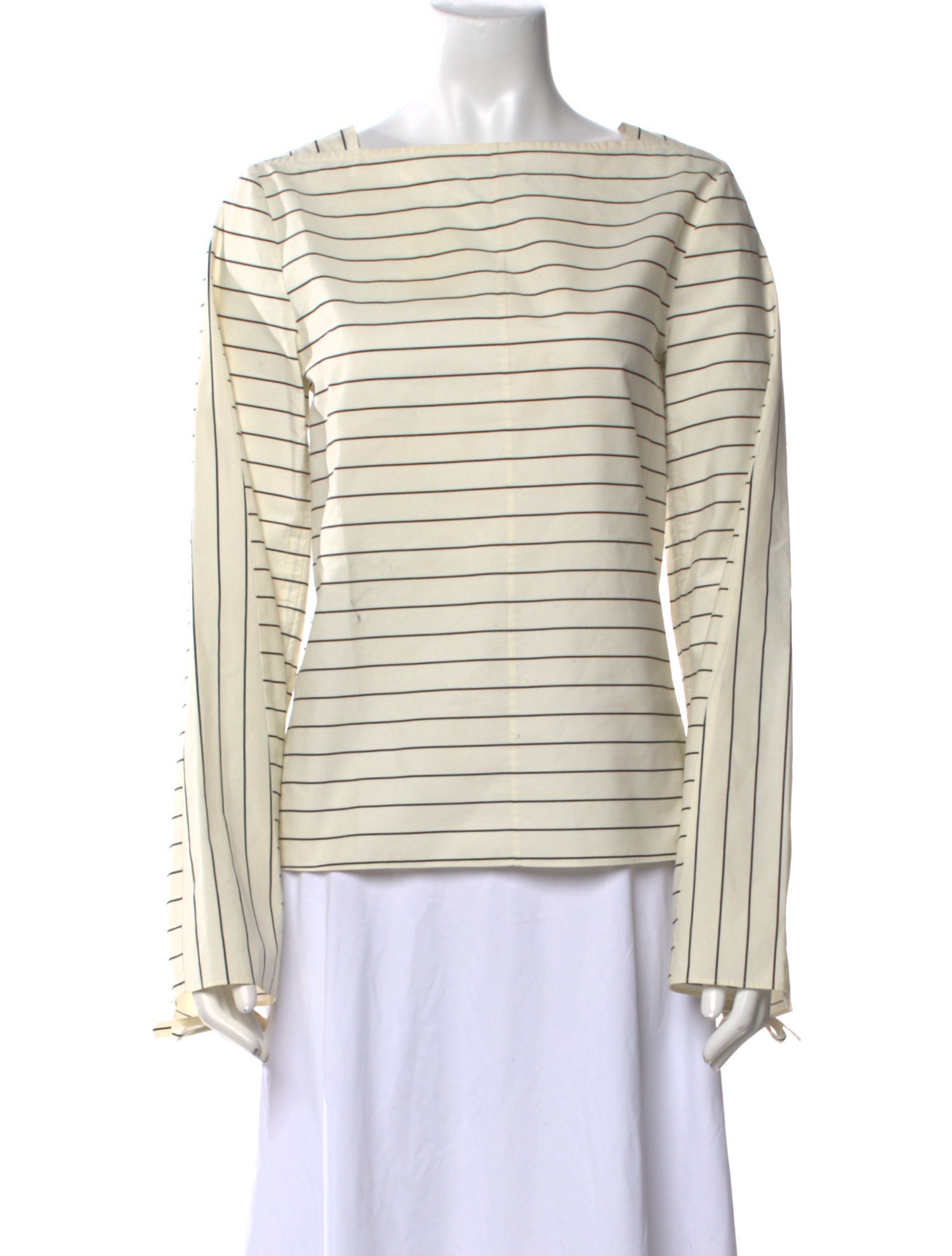 Tibi Striped Bateau Neckline Top