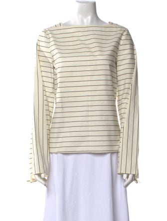 Tibi Striped Bateau Neckline Top