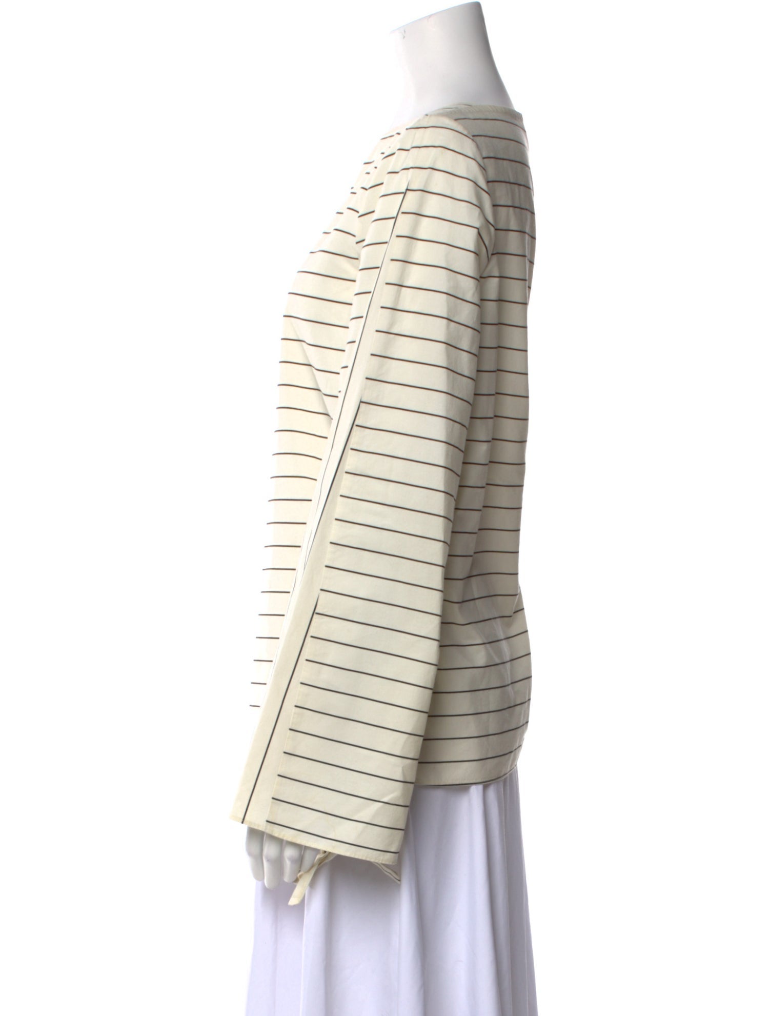 Tibi Striped Bateau Neckline Top