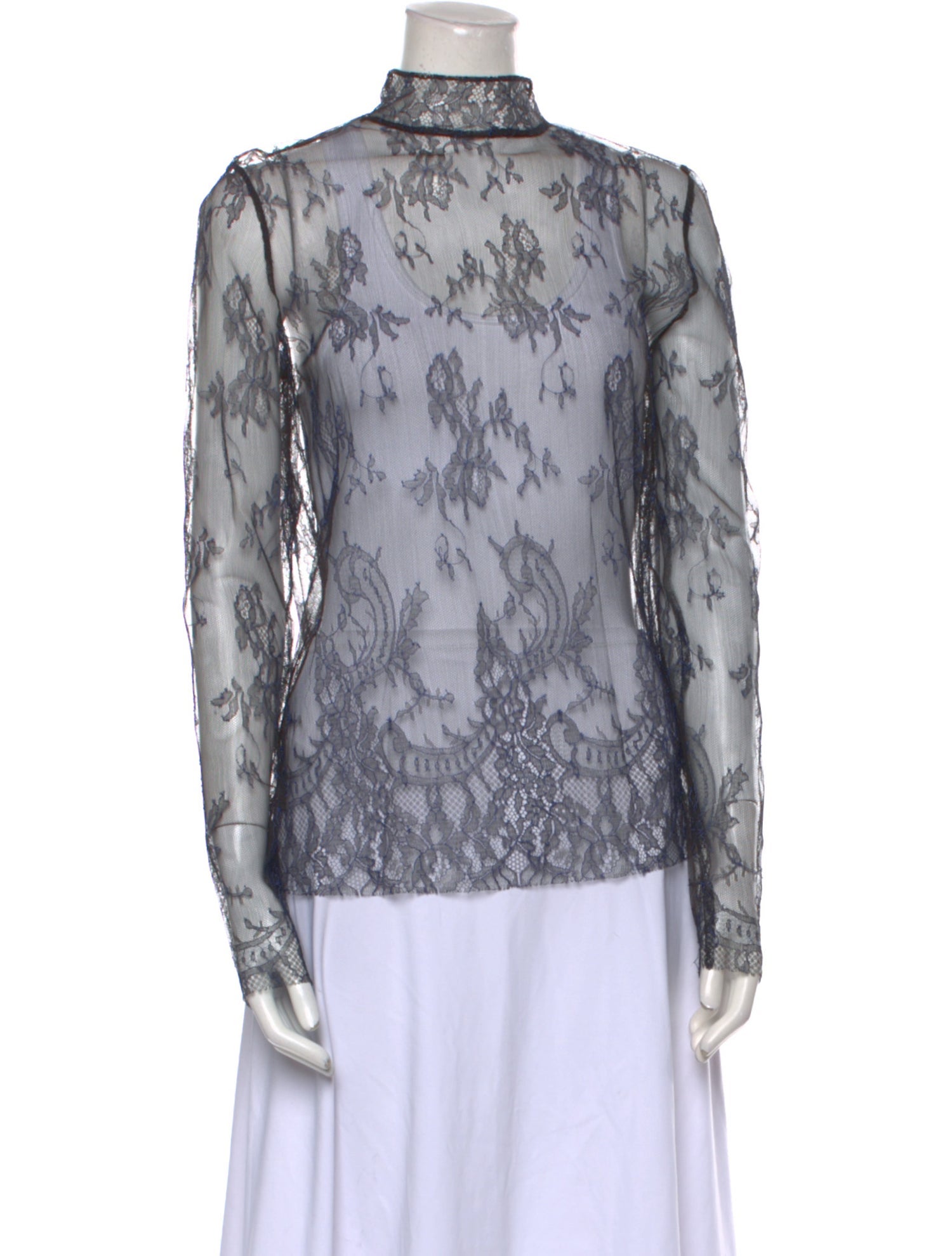 Tibi Printed Mock Neck Blouse