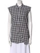 Tibi Plaid Print Short Sleeve Button-Up Top