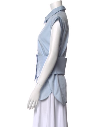 Tibi Short Sleeve Button-Up Top