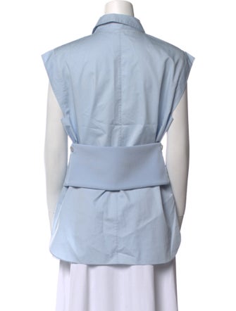 Tibi Short Sleeve Button-Up Top