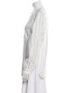 Tibi Striped Mock Neck Button-Up Top