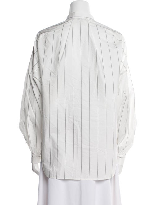 Tibi Striped Mock Neck Button-Up Top