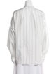 Tibi Striped Mock Neck Button-Up Top