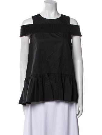 Tibi Crew Neck Short Sleeve Blouse