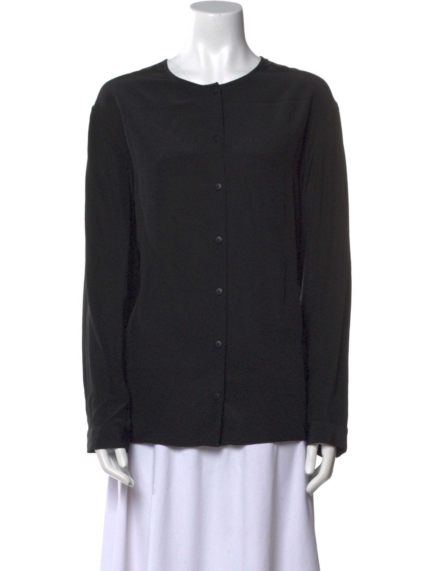 Tibi Silk Crew Neck Button-Up Top