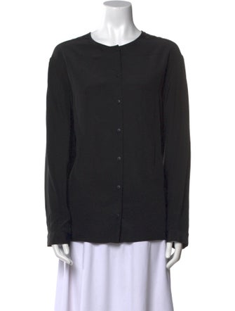 Tibi Silk Crew Neck Button-Up Top