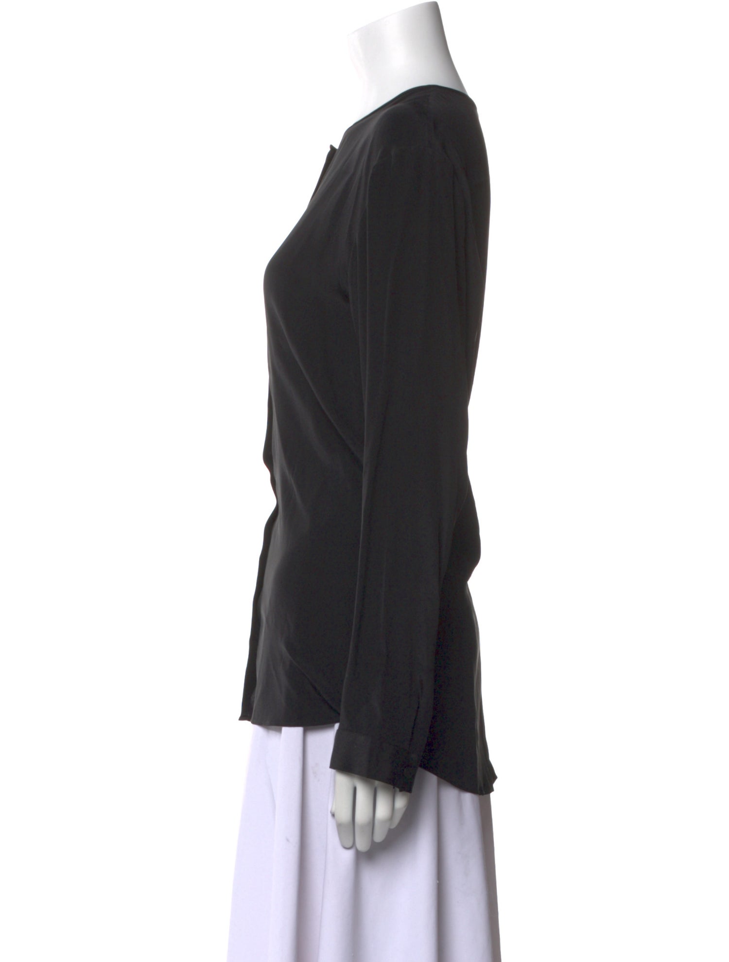 Tibi Silk Crew Neck Button-Up Top