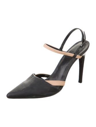 Tibi Leather Colorblock Pattern Slingback Pumps