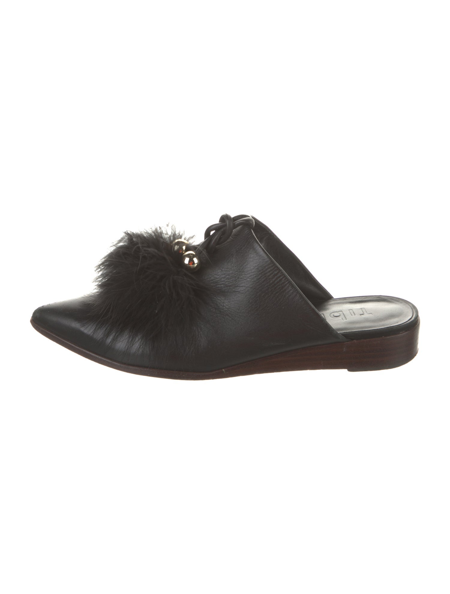 Tibi Satin Feather Trim Mules