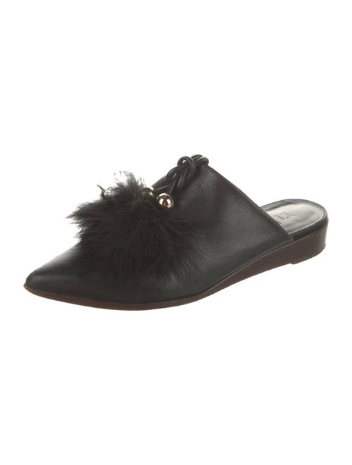 Tibi Satin Feather Trim Mules