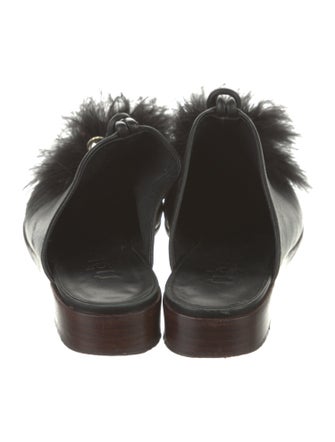 Tibi Satin Feather Trim Mules
