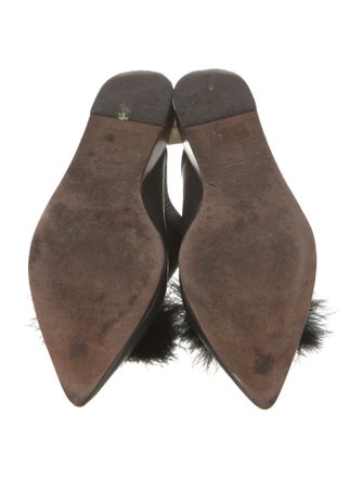 Tibi Satin Feather Trim Mules