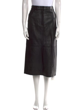 Tibi Lamb Leather Midi Length Skirt