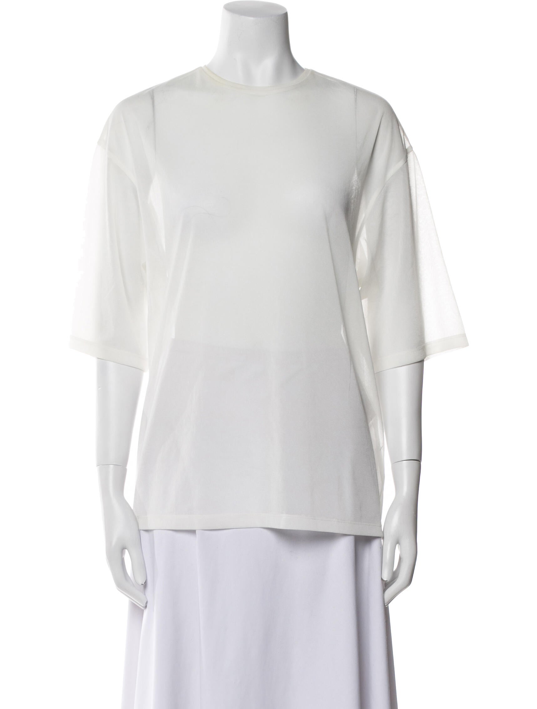 Tibi Crew Neck Three-Quarter Sleeve T-Shirt