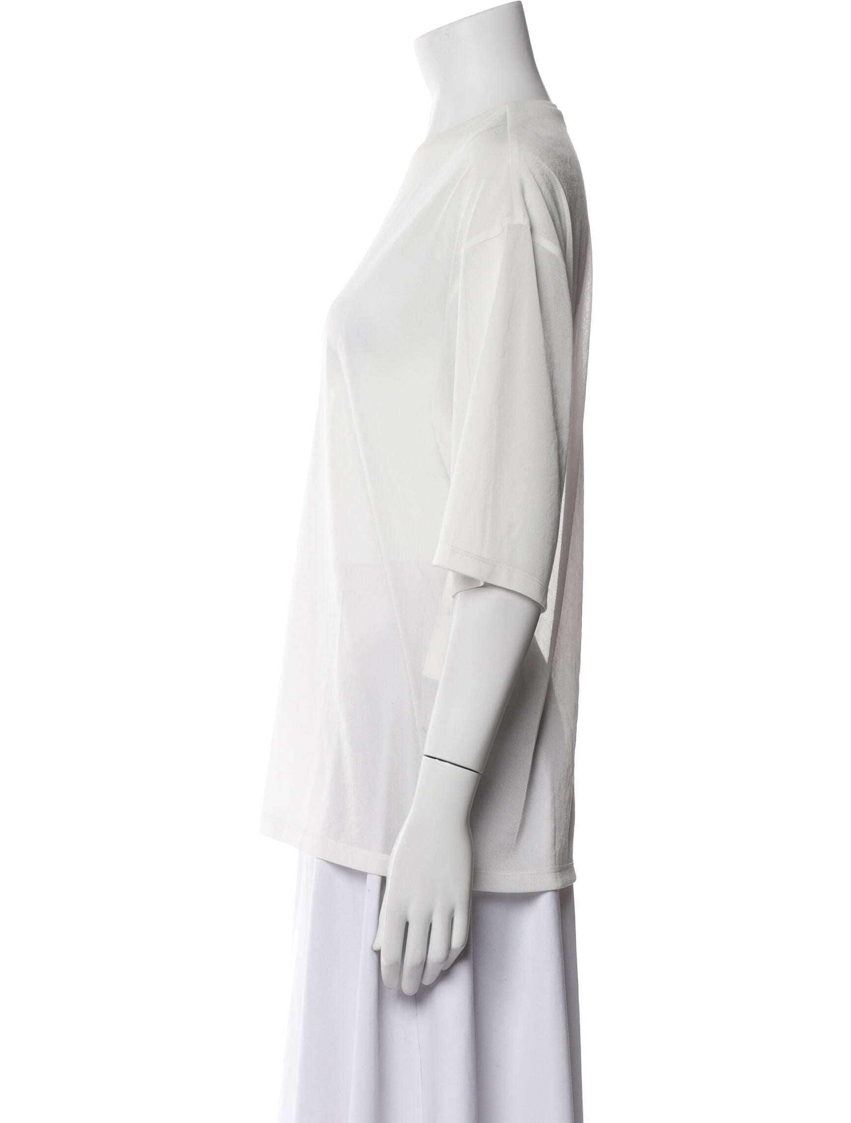 Tibi Crew Neck Three-Quarter Sleeve T-Shirt