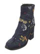 Tibi Satin Floral Print Moto Boots