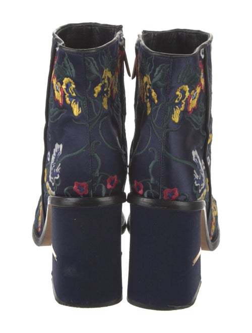 Tibi Satin Floral Print Moto Boots