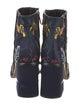 Tibi Satin Floral Print Moto Boots