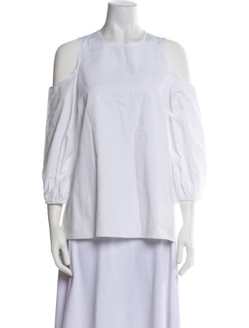 Tibi Crew Neck Three-Quarter Sleeve Blouse