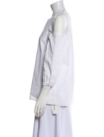 Tibi Crew Neck Three-Quarter Sleeve Blouse