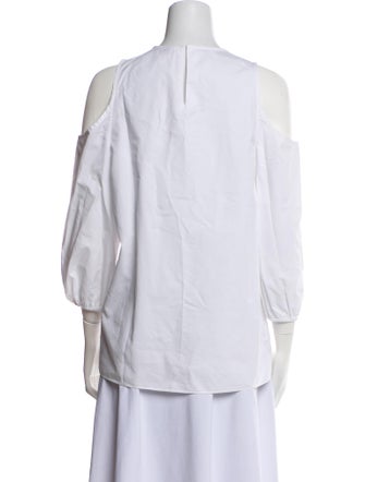 Tibi Crew Neck Three-Quarter Sleeve Blouse