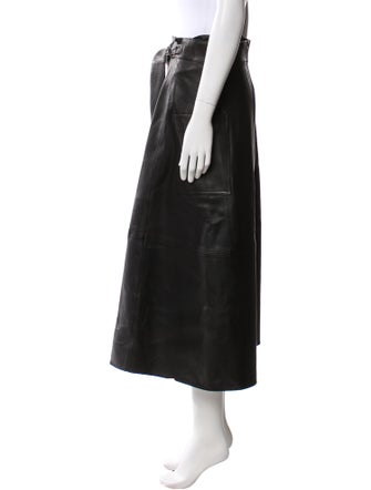 Tibi Lamb Leather Midi Length Skirt