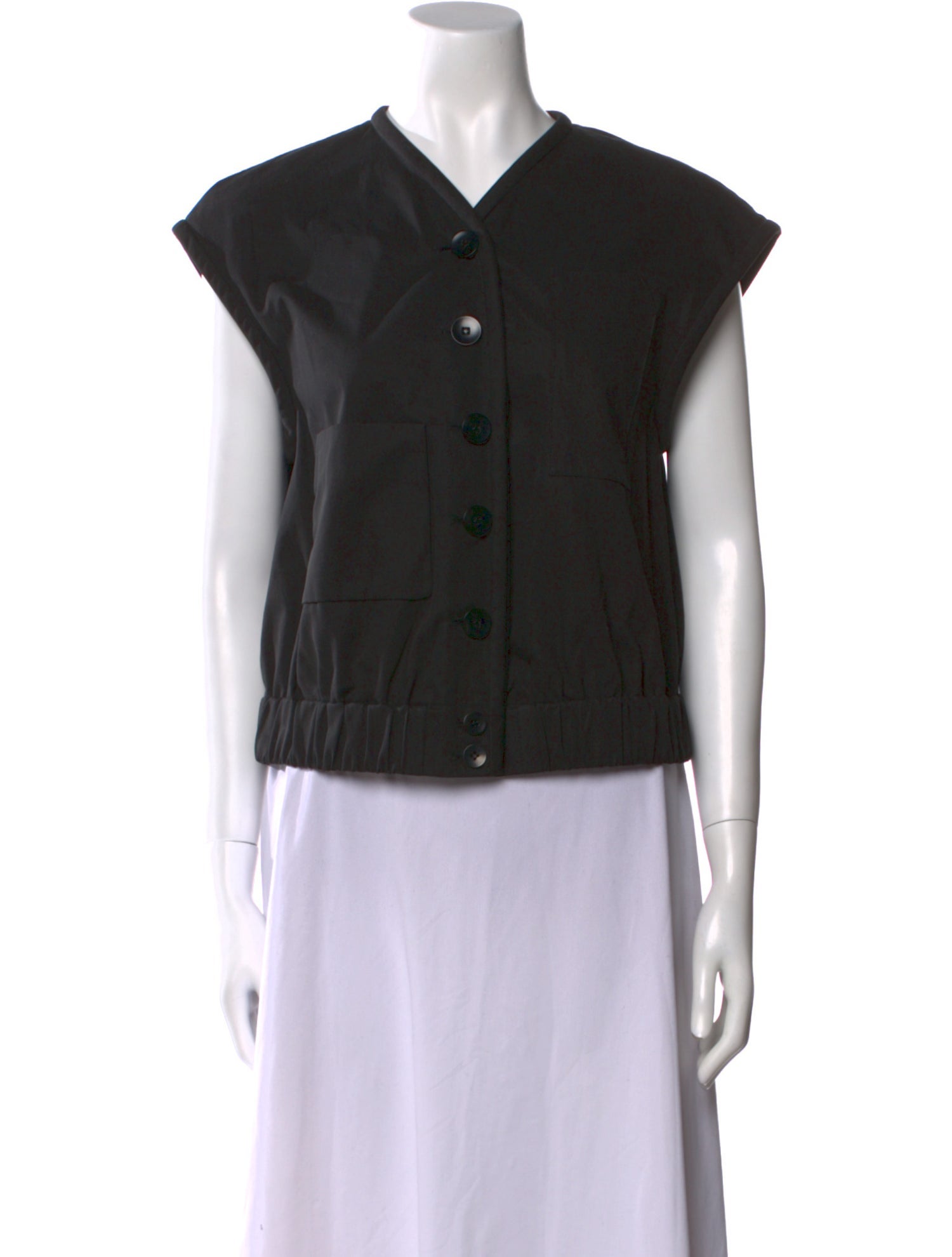 Tibi V-Neck Short Sleeve Crop Top