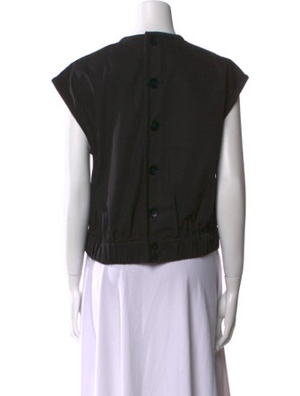 Tibi V-Neck Short Sleeve Crop Top