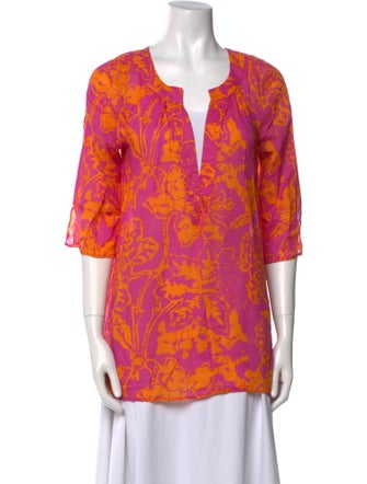 Tibi Printed V-Neck Tunic