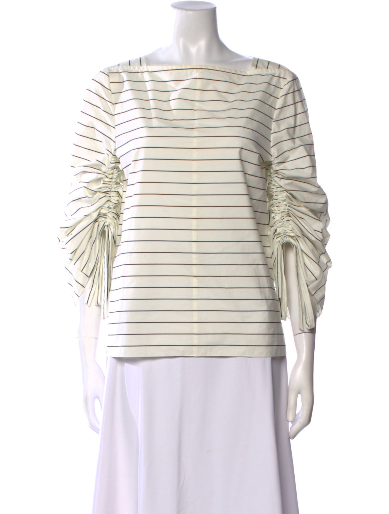 Tibi Striped Bateau Neckline Top