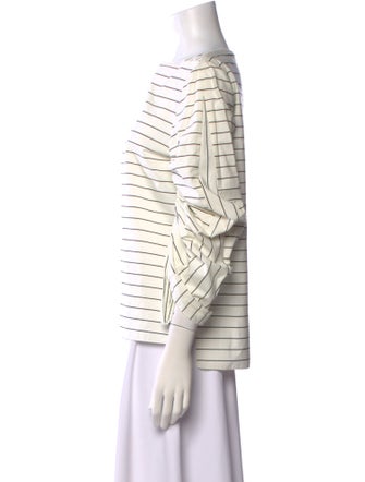 Tibi Striped Bateau Neckline Top