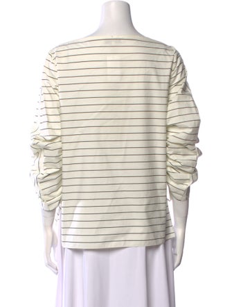 Tibi Striped Bateau Neckline Top