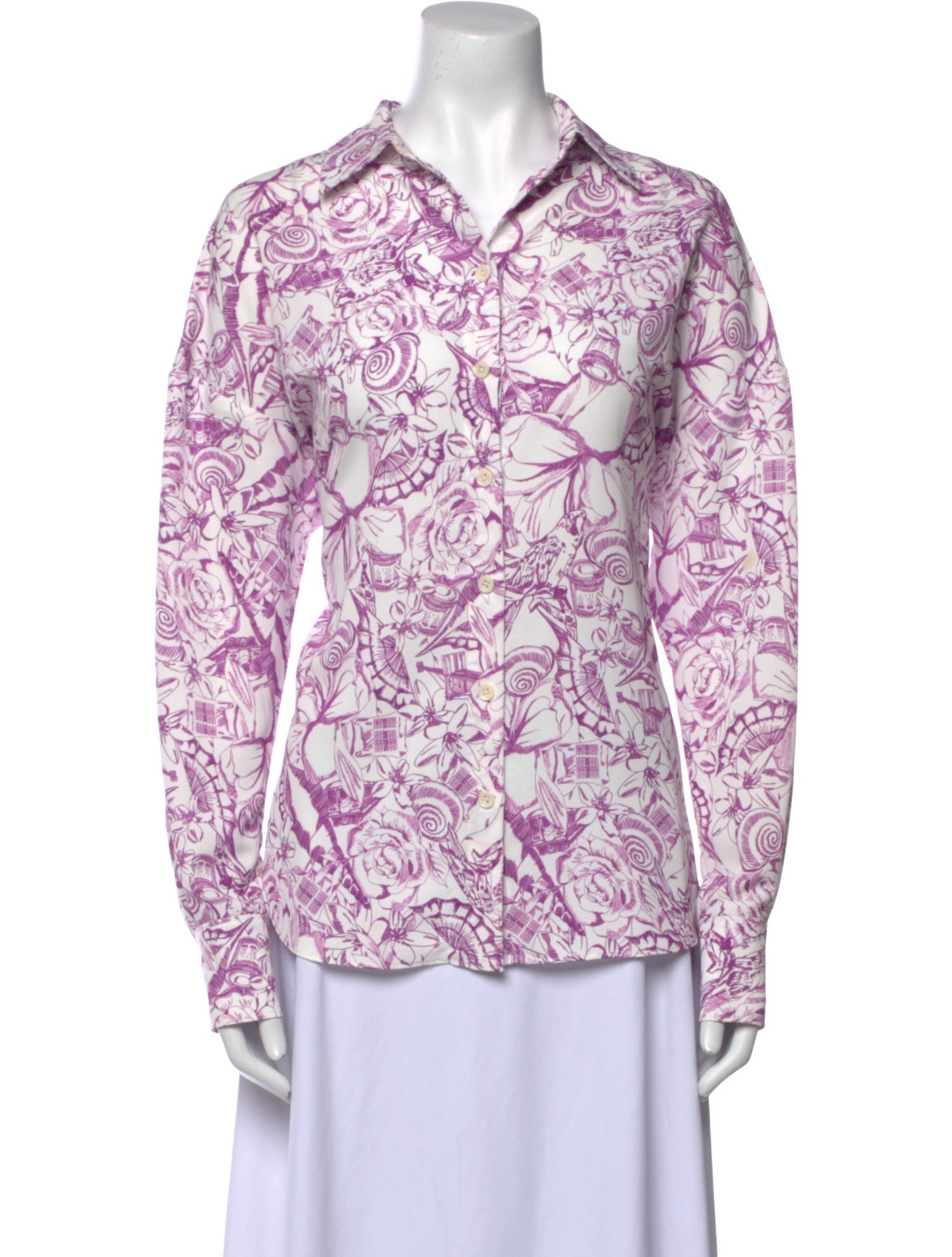 Tibi Paisley Print Long Sleeve Button-Up Top