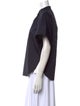 Tibi Mock Neck Short Sleeve Button-Up Top